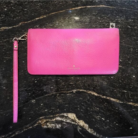 Kate Spade Pink Erin Logan Court Leather Wallet With Wrist Strap - GUC - Picture 14 of 16
